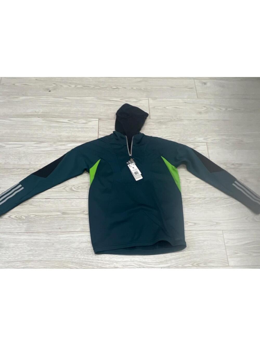 SPRING/SUMMER MASK ATTACHED Adidas Men's Green 1/4 Zip Solid Track Jacket M $78